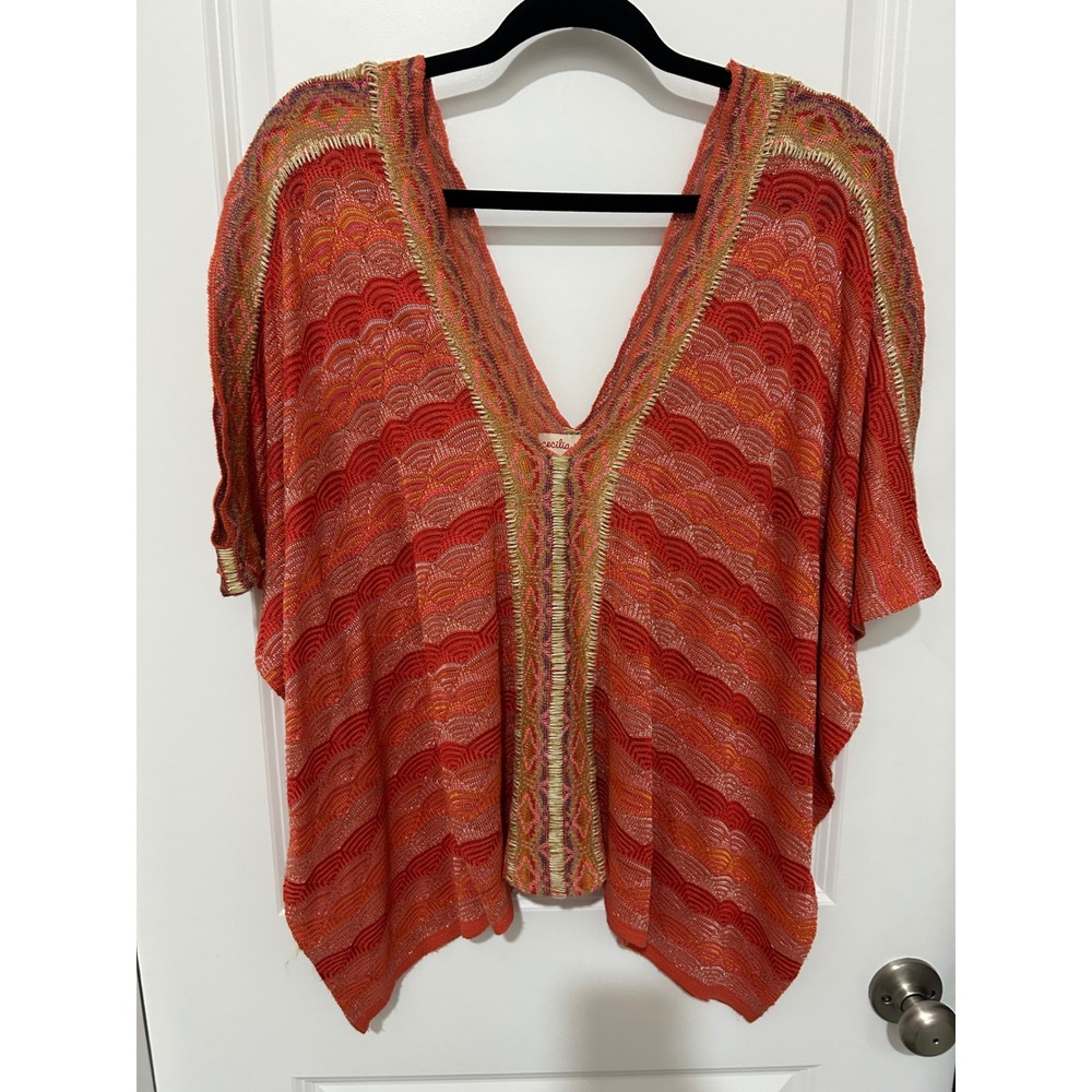 Cecilia Prado Orange‎ Pink Gold Knit Kimono Sweater Womens Anthropologie